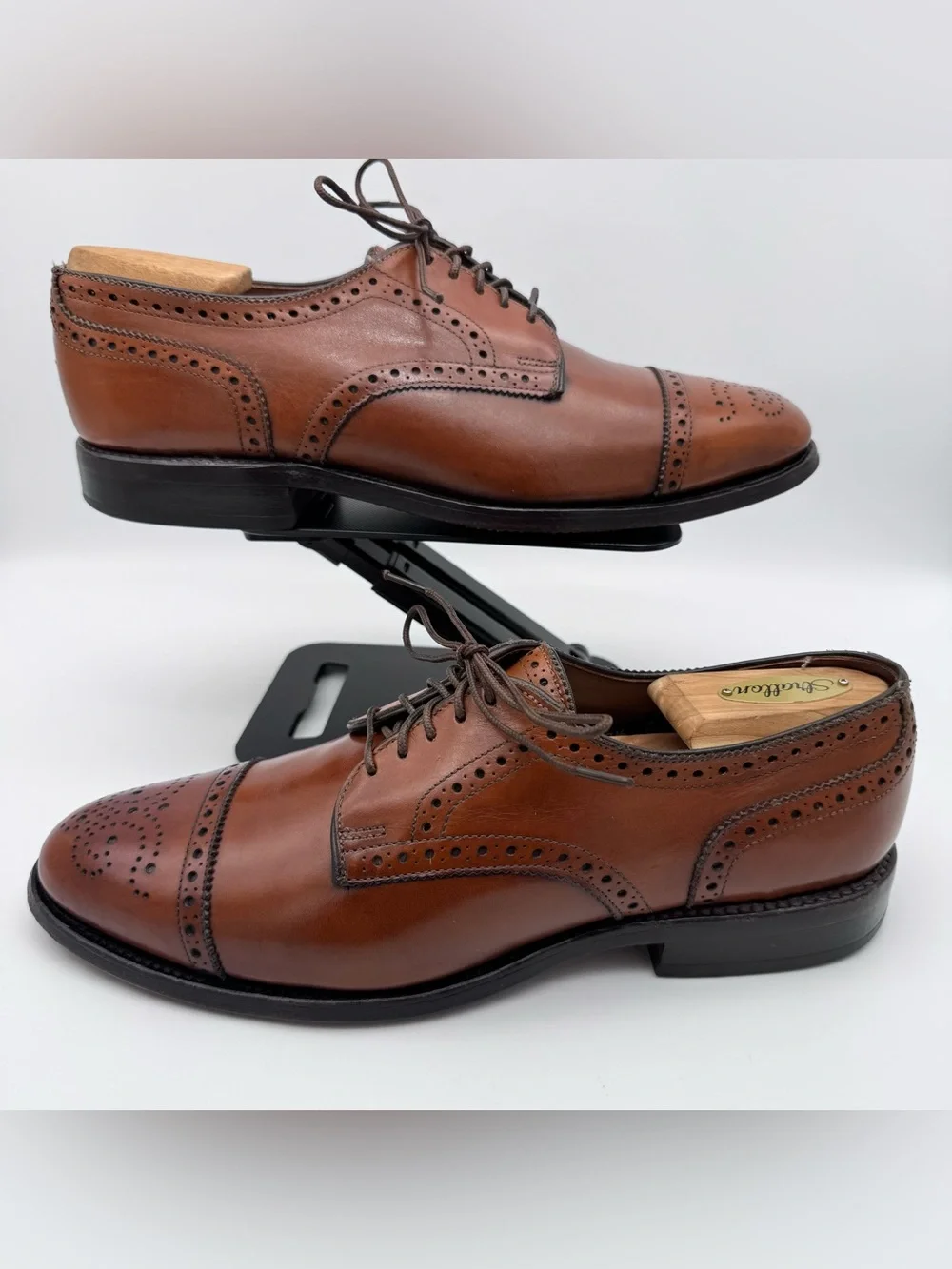 Allen Edmonds Sanford Men's 7.5 C Brown Leather Cap Toe Oxford Dress Shoes